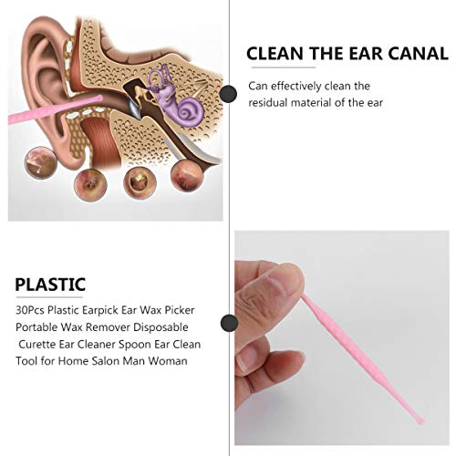 EXCEART 30pcs Ear Wax Cleaner Disposable Ear Pick Ear Cleaner Ear Spoon Ear W...