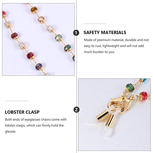 EXCEART Eyeglass Chain Sun Glass Strap Eyewear Eyeglass Holder Crystal Beaded...