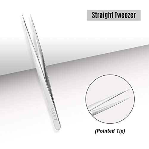 LIVINO Eyelash Extension Tweezers Straight - Set of 2 Stainless Steel Extensi...
