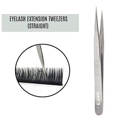LIVINO Eyelash Extension Tweezers Straight - Set of 2 Stainless Steel Extensi...