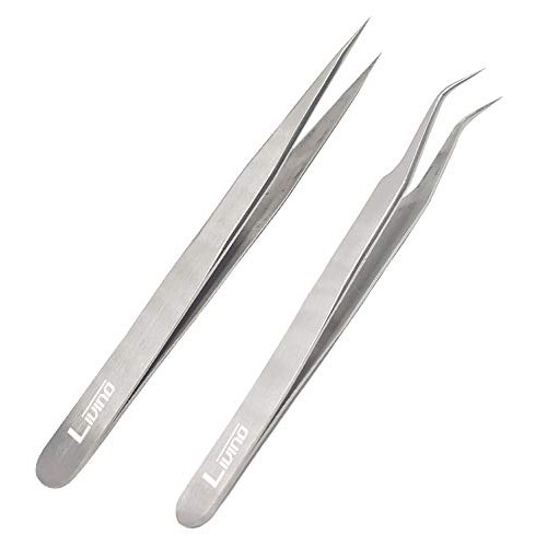 LIVINO Eyelash Extension Tweezers Straight - Set of 2 Stainless Steel Extensi...