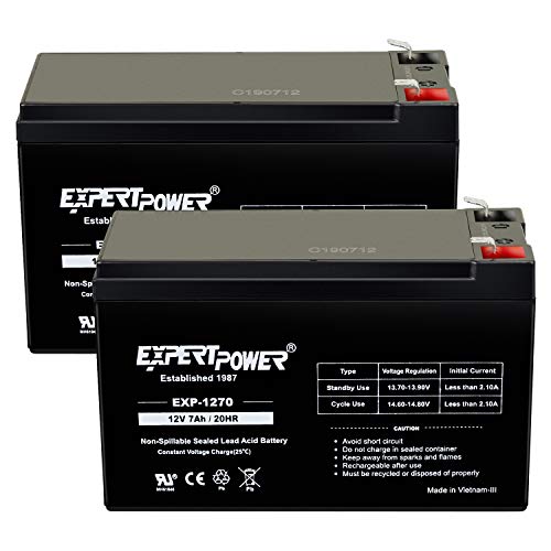 ExpertPower Standard 12V 7AH Rechargeable SLA Battery, (EXP1270-2) - 2 Pack
