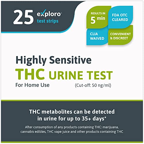 Exploro Highly Sensitive Marijuana Drug Test for Home Use - Detects THC Metab...