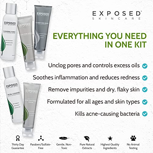 Exposed Skin Care Acne Treatment Kit - Includes Facial Cleanser, Clearing Ton...