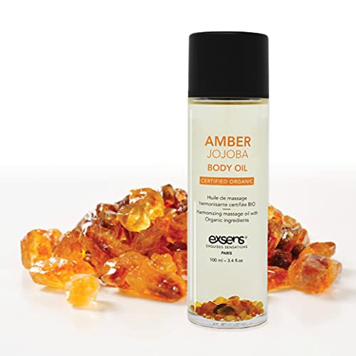 Amber Jojoba Crystal Infused Sensual Massage & Body Oil by EXSENS, Moisturize...