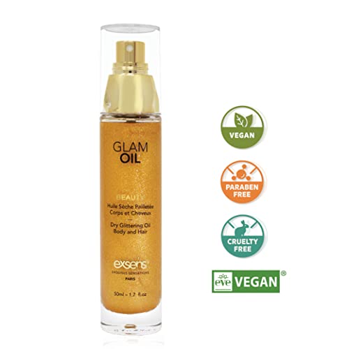 Exsens Gold Shimmering Glam Oil for Body & Hair, Nourish All Skin Types, Swee...
