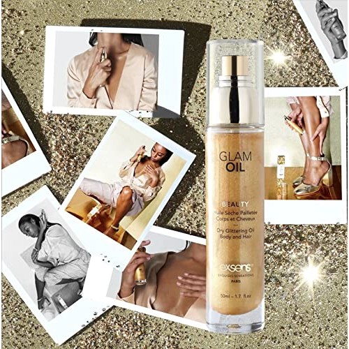 Exsens Gold Shimmering Glam Oil for Body & Hair, Nourish All Skin Types, Swee...