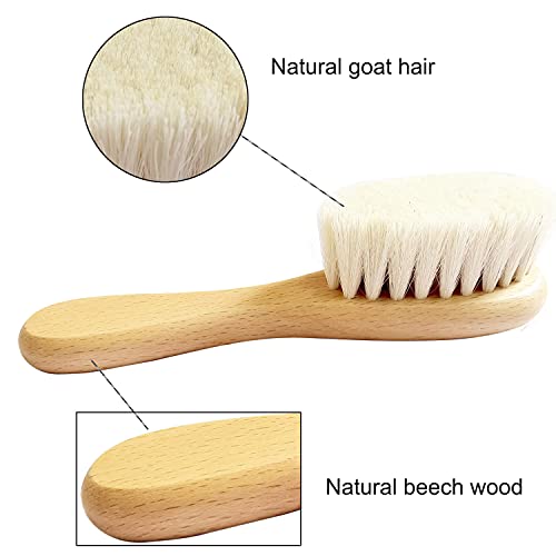 Eycikafa 3 Piece Baby Hair Brush & Comb Set, Goat Bristles Brush and Silicone...