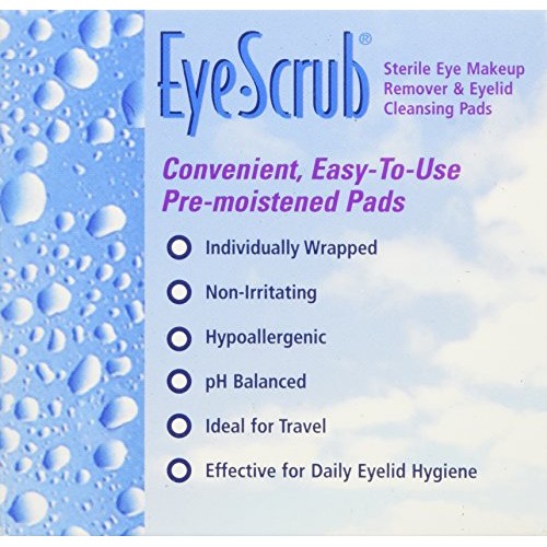 Eye Scrub Sterile Makeup Remover and Eyelid Cleansing Pads, 30 Count (Pack of 3)