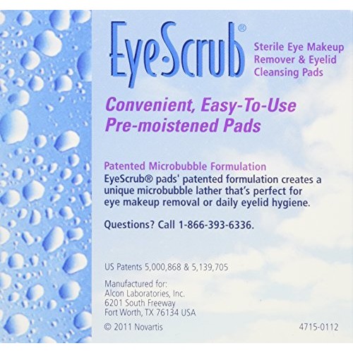 Eye Scrub Sterile Makeup Remover and Eyelid Cleansing Pads, 30 Count (Pack of 3)