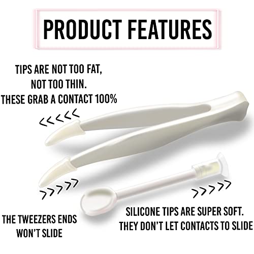 Contact Tweezers - Curved Contact Helper Tool for Soft and Hard Lenses - Soft...