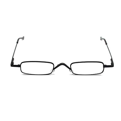 EYE ZOOM 2 Pack Metal Mini Reading Glasses with Spring Hinge Slim Light Case,...