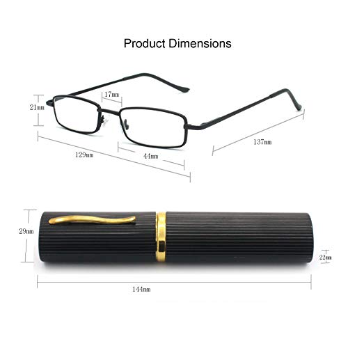 EYE ZOOM 2 Pack Ultra Slim Compact Lightweight Tube Reading Glasses with Port...