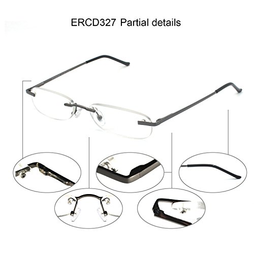 EYE ZOOM 3 Pack Rimless Reading Glasses with Slim Gun and Silver Case for Men...