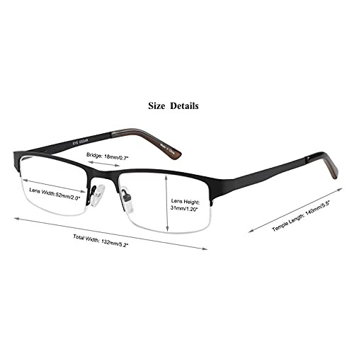 Eyecedar Metal Half-Frame Reading Glasses Men 5-Pack Spring Hinges Stainless ...