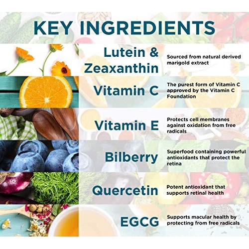 Natural Eye Health Vitamins with Bilberry Zeaxanthin Lutein - Macular Support...