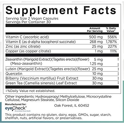 Natural Eye Health Vitamins with Bilberry Zeaxanthin Lutein - Macular Support...