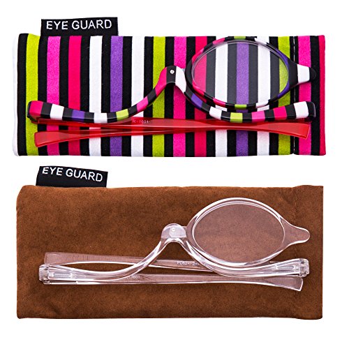 EYEGUARD Readers 2 Pack Magnifying Makeup Glasses Eye Make Up Spectacles Flip...