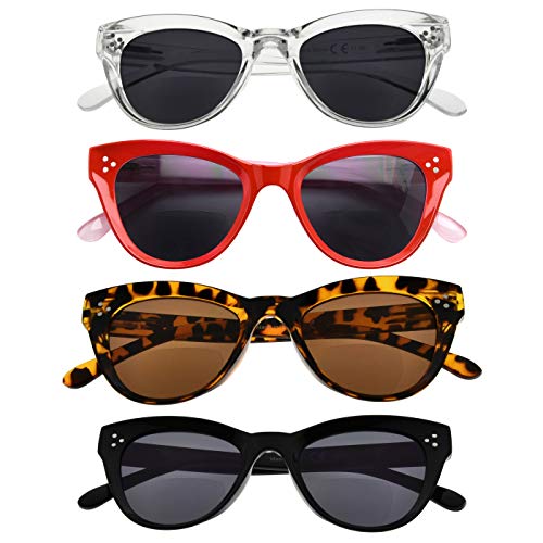 4-packing Oversize Cat-eye Bifocal Sunglasses for Women Reading Tinted Lens +...