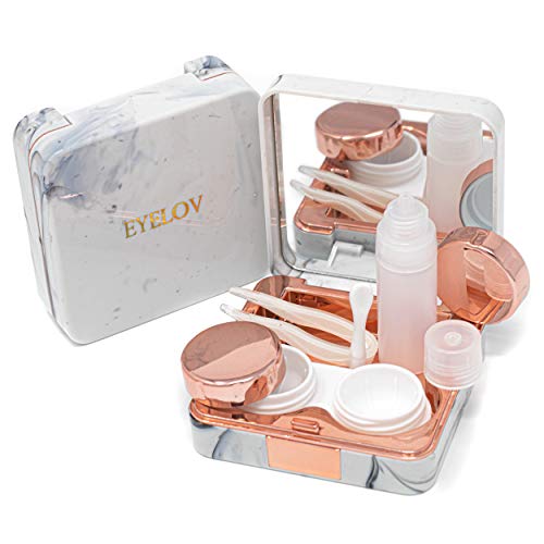 EYELOV Contact Lens Travel Case, Cute Marble Mini Contact Lens Travel Kit Hol...