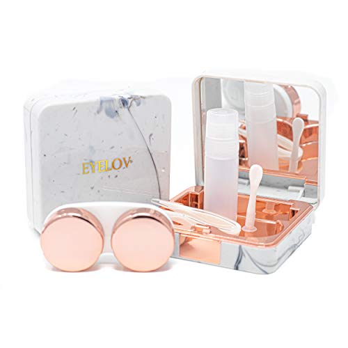 EYELOV Contact Lens Travel Case, Cute Marble Mini Contact Lens Travel Kit Hol...