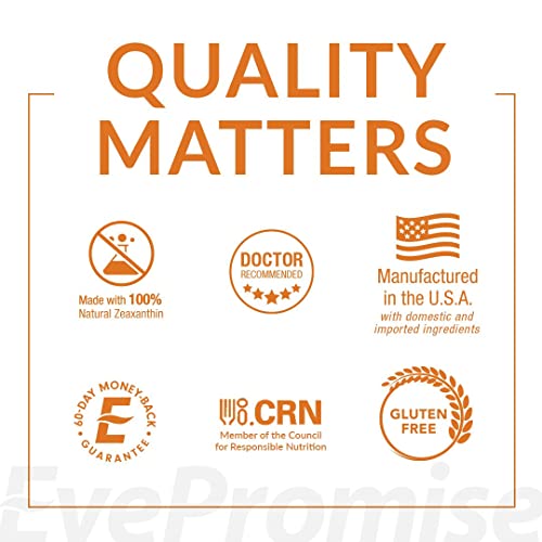 EyePromise Zeaxanthin + Lutein Eye Vitamin - 60 Softgels Capsules Made with N...