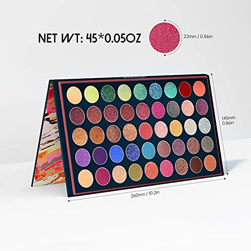 EYESEEK Bright 45 Shades Blendable Eyeshadow Eyeshadow Palette, Colorful Eye ...
