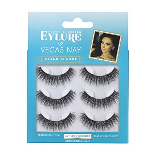 Eylure Vegas Nay Grand Glamour, Multi Pack, Reusable, Adhesive Included, 3 Pa...