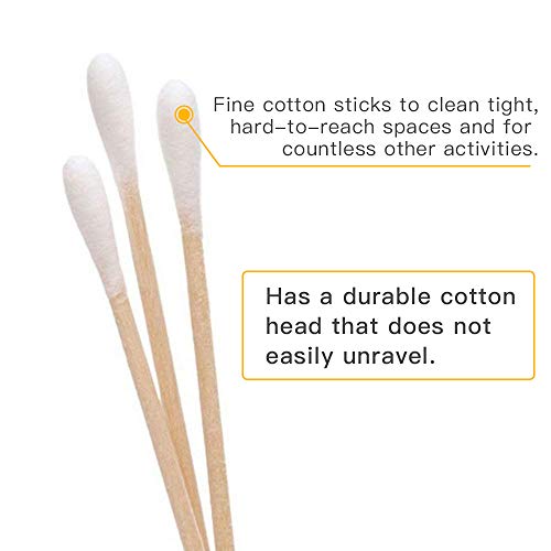 200 PCS Long Wooden Cotton Swabs, Cleaning Cotton Sticks with Wood Handle for...