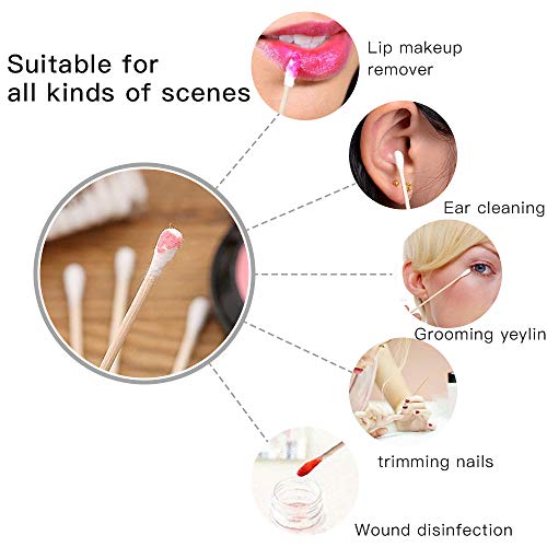 200 PCS Long Wooden Cotton Swabs, Cleaning Cotton Sticks with Wood Handle for...