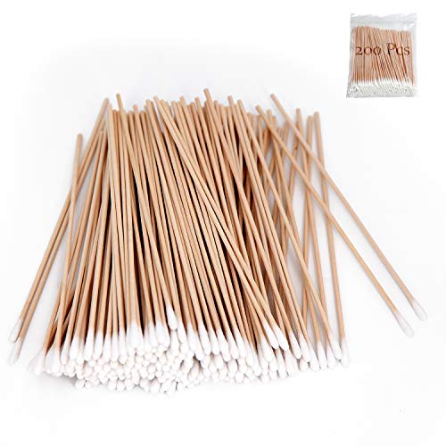 200 PCS Long Wooden Cotton Swabs, Cleaning Cotton Sticks with Wood Handle for...