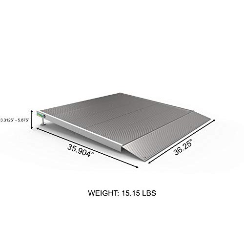 EZ-Access Transitions Aluminum Threshold Ramp with Adjustable Height up to 5-...
