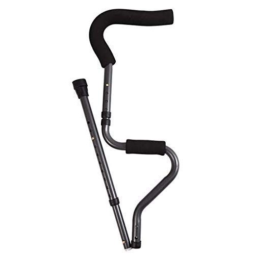 Ez2care Adjustable Folding Crutch, Metallic Grey - Universal Size 5'2" - 6'2"...