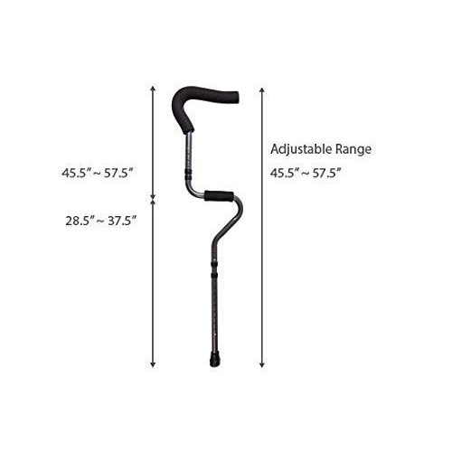 Ez2care Adjustable Folding Crutch, Metallic Grey - Universal Size 5'2" - 6'2"...
