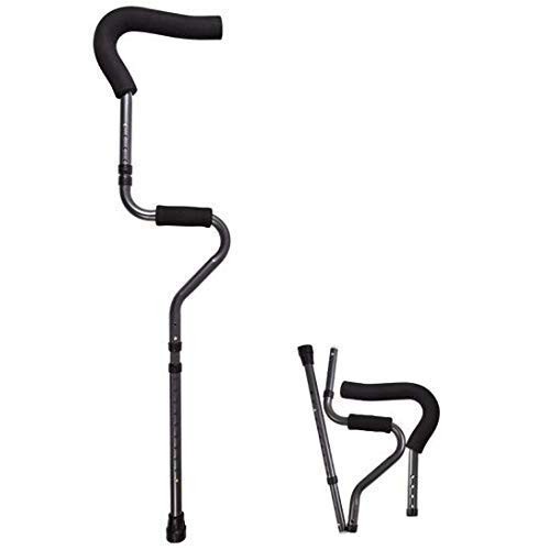 Ez2care Adjustable Folding Crutch, Metallic Grey - Universal Size 5'2" - 6'2"...