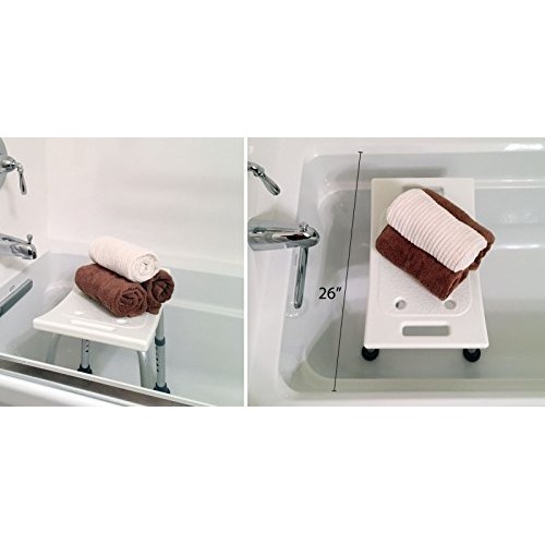 Ez2care Adjustable Lightweight Shower Bench, Bathtub Stool, White, 12.5 to 18...