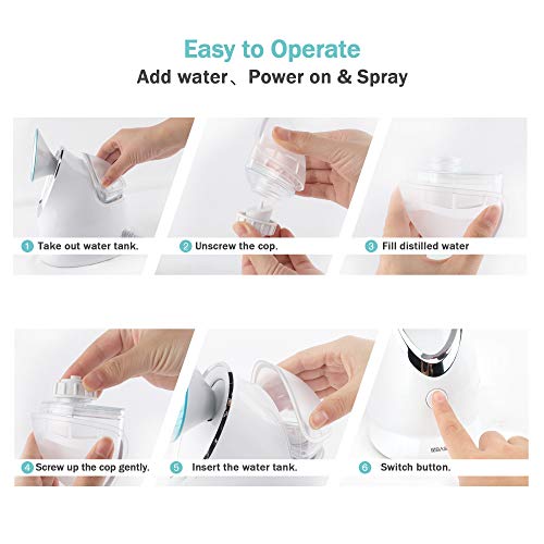 Facial Steamer EZBASICS Ionic Face Steamer for Home Facial, Warm Mist Humidif...