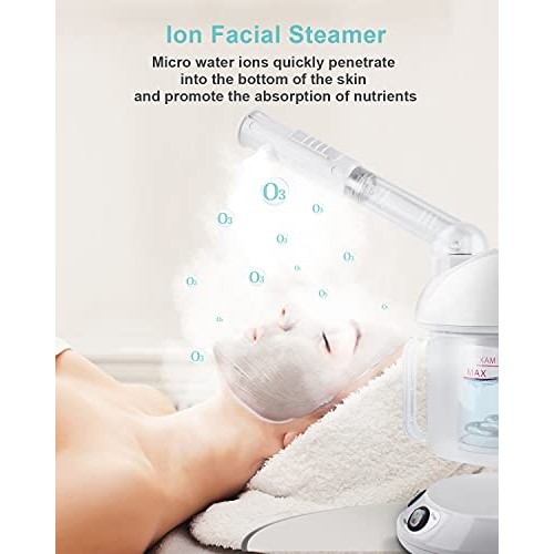 Hair Steamer EZBASICS 2 in 1 Ion Facial Steamer with Extendable Arm Table Top...