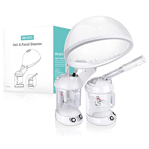 Hair Steamer EZBASICS 2 in 1 Ion Facial Steamer with Extendable Arm Table Top...