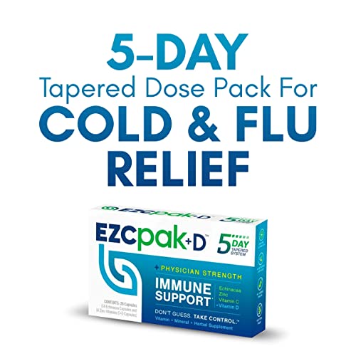 EZC Pak+D 5-Day Immune System Booster for Cold and Flu Relief with Echinacea,...