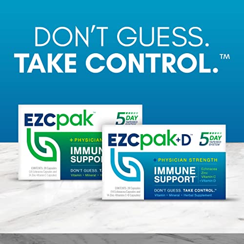 EZC Pak+D 5-Day Immune System Booster for Cold and Flu Relief with Echinacea,...