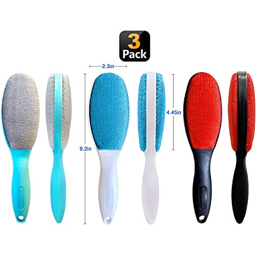 ezclean 3 Pack, 3 Colors, Lint Brush for Clothes, Furniture, Double Sided Pet...