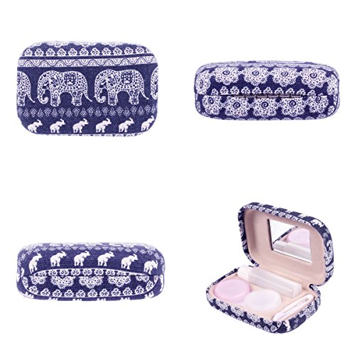 Portable Travel Contact Lens Case Box Eye Care Kit Holder Mirror Box (Blue)