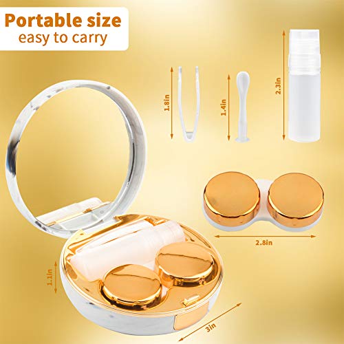 Portable Travel Contact Lens Case Box Eye Care Kit Holder Mirror Box (Gold+Ro...