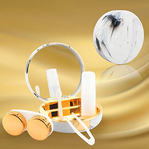 Portable Travel Contact Lens Case Box Eye Care Kit Holder Mirror Box (Gold+Ro...
