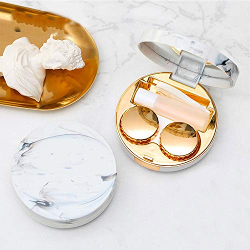 Portable Travel Contact Lens Case Box Eye Care Kit Holder Mirror Box (Gold+Ro...
