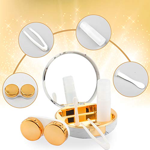 Portable Travel Contact Lens Case Box Eye Care Kit Holder Mirror Box (Gold+Ro...