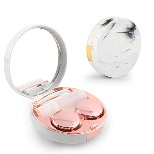 Portable Travel Contact Lens Case Box Eye Care Kit Holder Mirror Box (Gold+Ro...