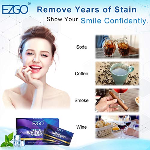 EZGO Teeth Whitening Strips, 28 Non-Sensitive White Strips Teeth Whitening Ki...