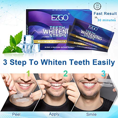 EZGO Teeth Whitening Strips, 28 Non-Sensitive White Strips Teeth Whitening Ki...